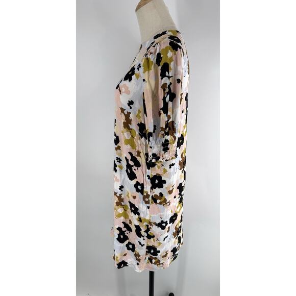 Loft Women’s Floral 3/4 Sleeve Short Shift Dress Size 10P Rayon Casual Shift - Picture 3 of 8